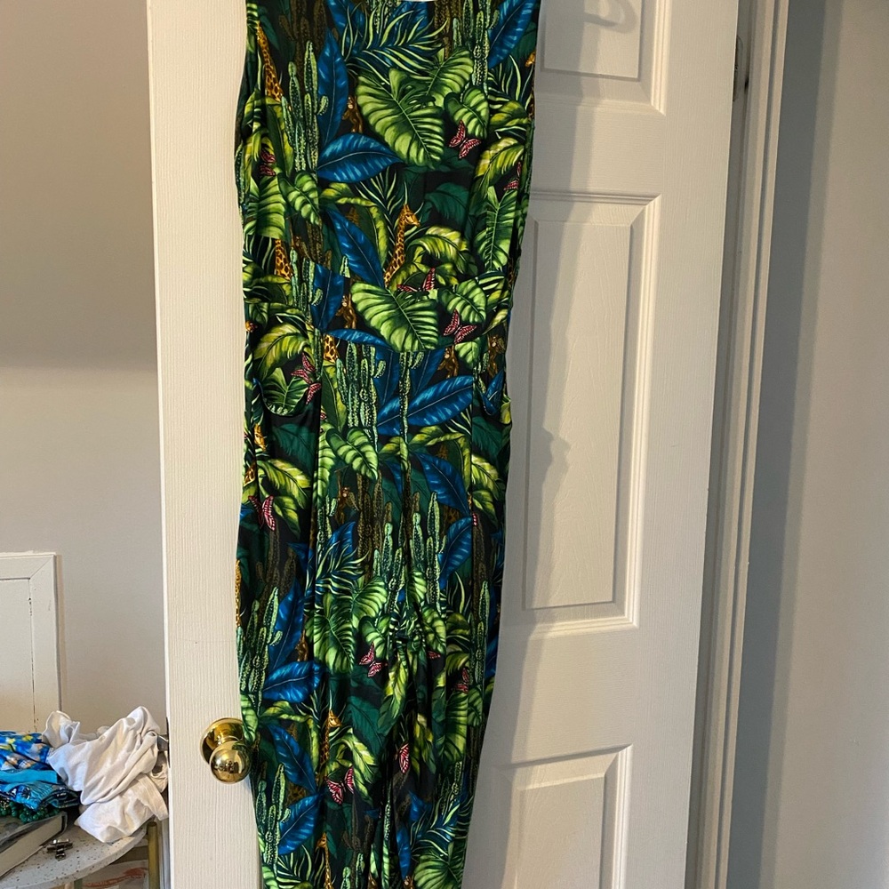 Tropical Leaf Print Jumpsuit